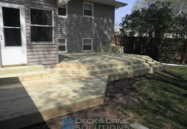 multi level deck with wrap around stairs