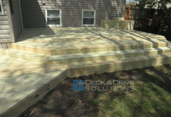 multi level deck with wrap around stairs