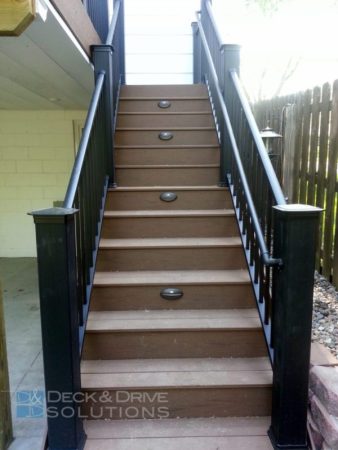 composite deck stairs with Timbertech Stair Riser Lights