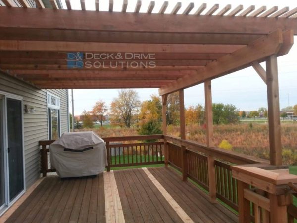 New Cedar pergola and Existing Cedar deck with few deck boards replaced