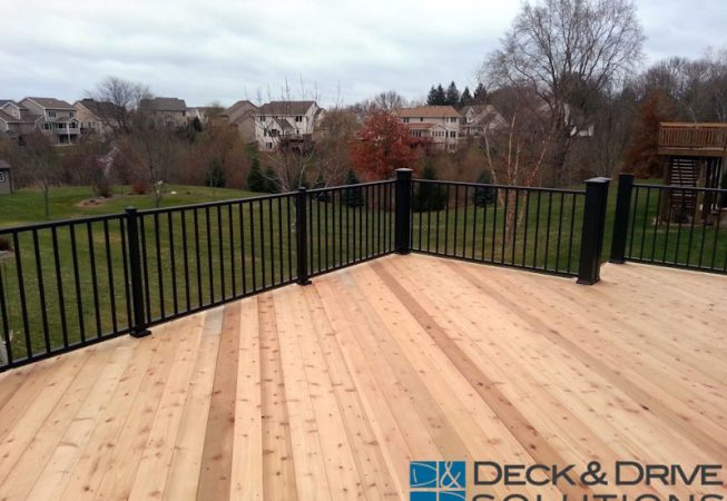 cedar decking and metal rail with great view