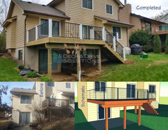 Before and After of new treated deck