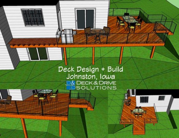 Deck Design in 3 Dimension showing the deck and furniture layout