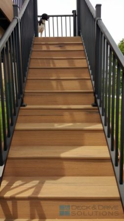 Timbertech Tigerwood Composite Deck Stairs with Black Westbury Railing