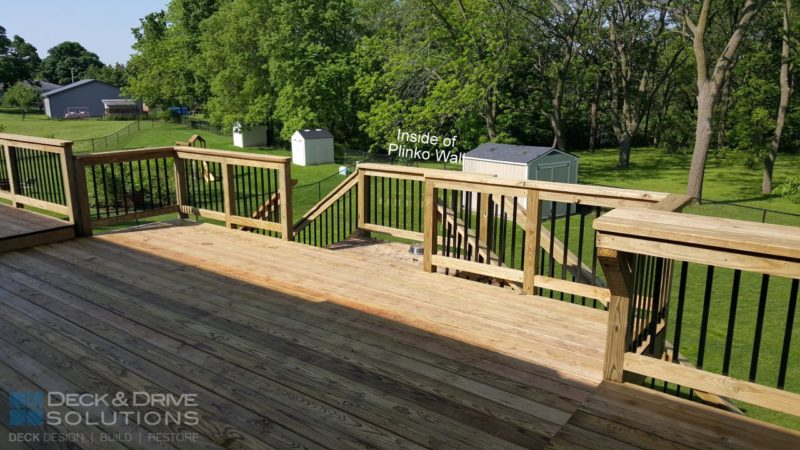 Treated Decking with Treated Post Rail and Black metal Spindles