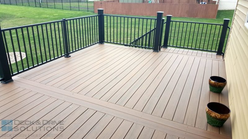 Timbertech Pacific Walnut composite decking and Westbury Railing 