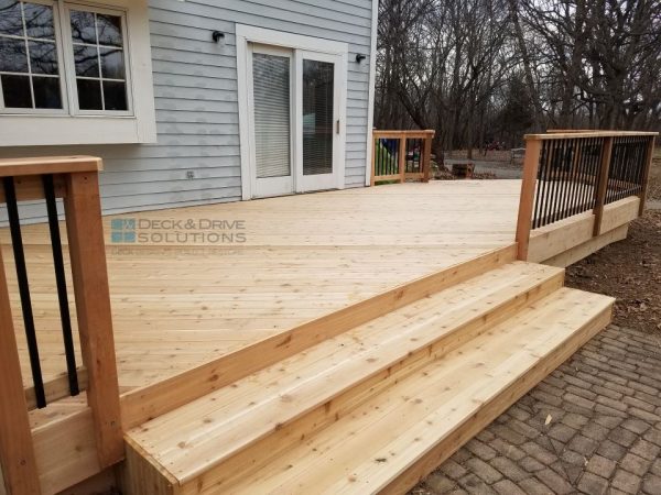 long cedar deck stairs