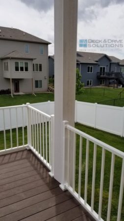 white metal railing and new post wraps