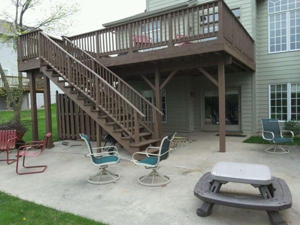 old deck painted walkout
