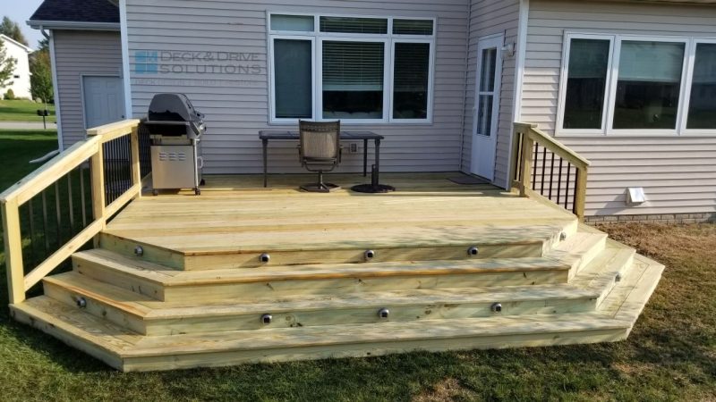 Treated Deck Stairs with deck lighting