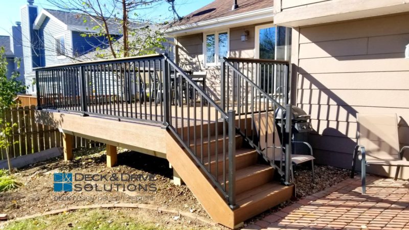 Deck stairs with Timbertech Antique Palm with Westbury Metal Railing