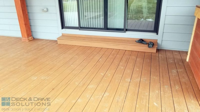Timbertech Decking in Tropical Series - Antigua Gold outside sliding door