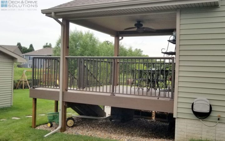 Westbury Railing with Drink rail on a covered composite deck