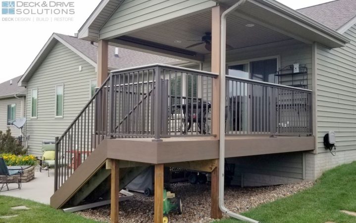 Westbury Railing with Drink rail on a covered composite deck