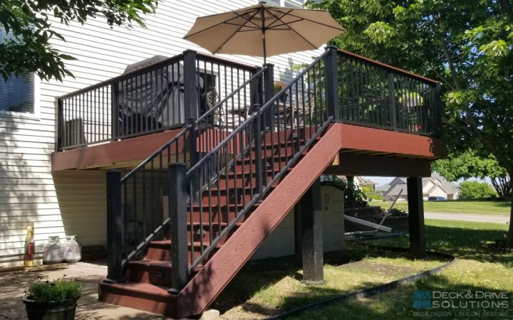 Trex Red Deck with Maderia and Black railing