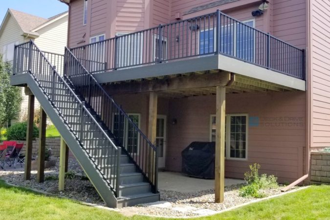 walkout trex deck with stairs