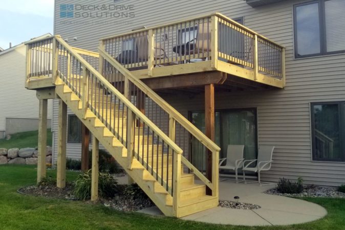 Treated Deck Stairs on a Walkout deck