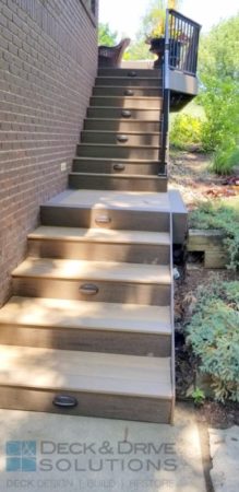 composite deck stairs with Timbertech lights