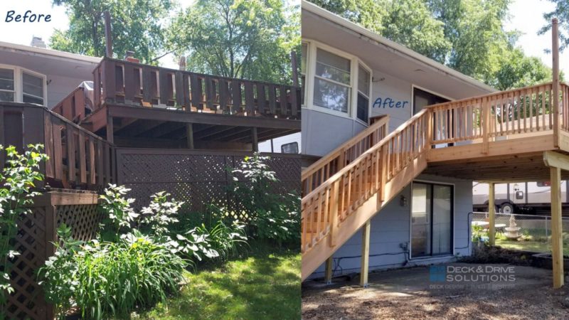 Before and After of Cedar deck construction