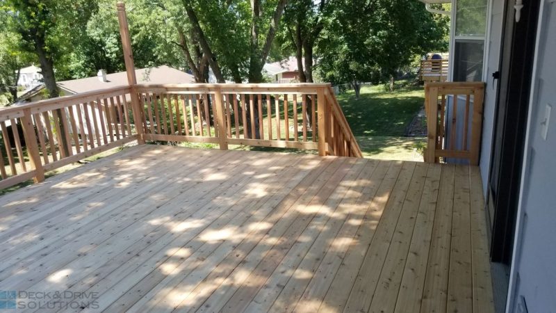 New Cedar Deck floor with Cedar Post Rail and Cedar 2x2 Spindles