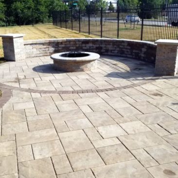 Stone Fire Pit with Sitting Wall