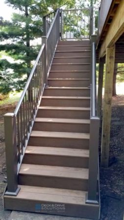 Decking stairs with 4" post and 2" posts from Westbury Metal Railing
