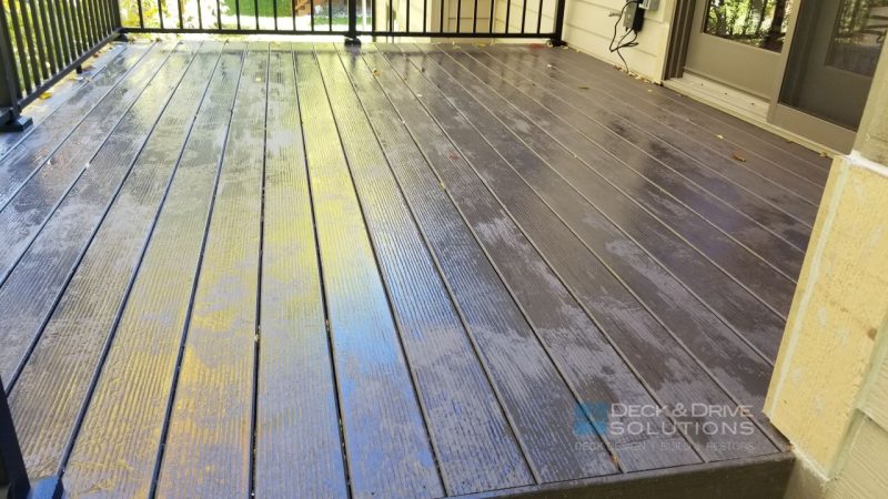 Composite Decking after Morning Rain