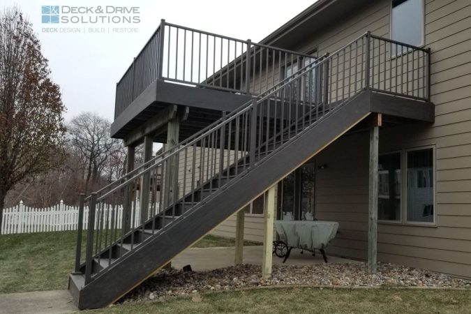 Deck Stairs with Legacy Espresso and Bronze Westbury