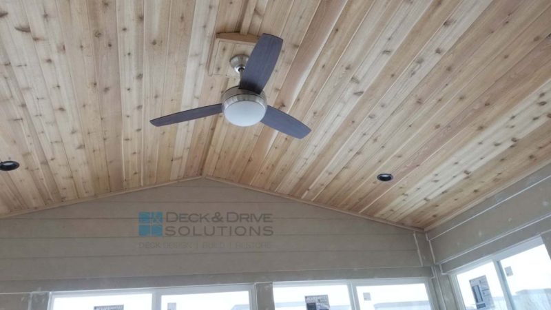 Cedar Ceiling in 3-seasons with ceiling fan