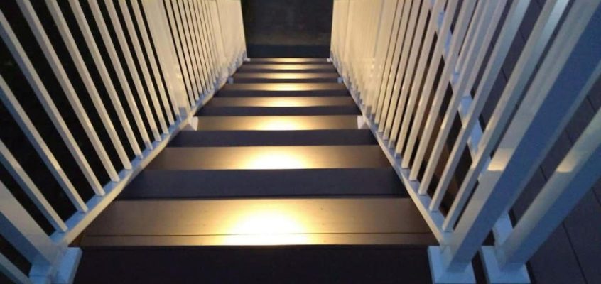 Stair Riser Lights, Lights down deck Stairs, Deck Stair Lighting