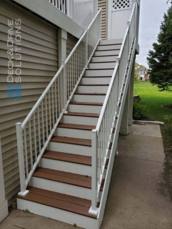 Decking Stairs with Timbertech Tropical Series - Antique Gold with Azek White Risers and Fascia