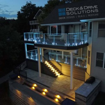 Crystal Railing with Lights and Patio with Stair Lights