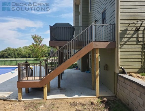Deck stairs and railing