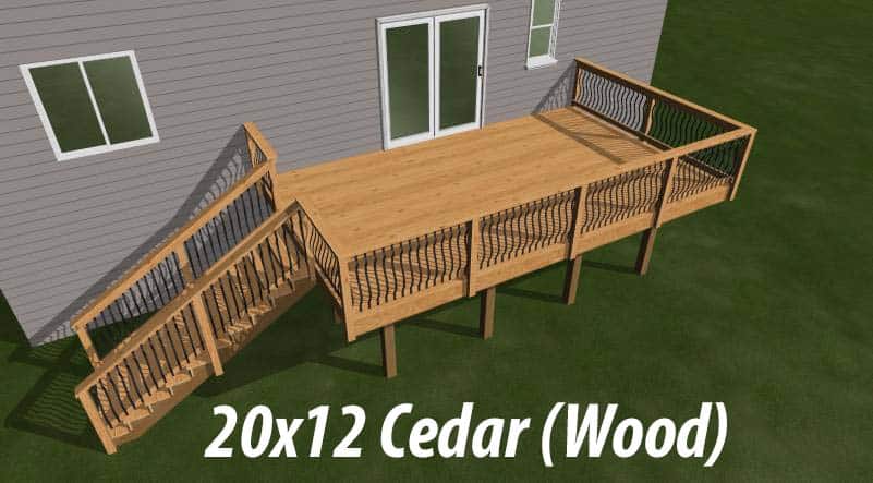 3D Deck Design, 20x12, Cedar 3D