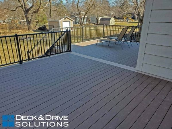 Timbertech Sandy Birch Accent board with Rustic Elm as main decking