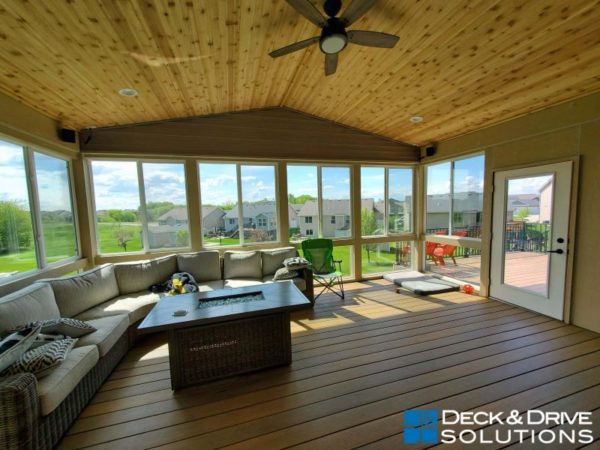 Cedar Ceiling with Windows, Covered Deck