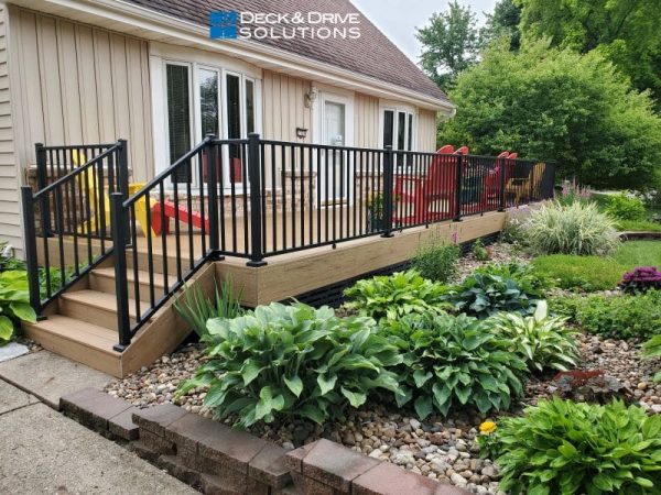 Timbertech Composite front porch with black railing