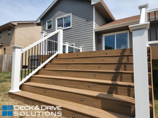 Wide Deck Stairs with Lighting