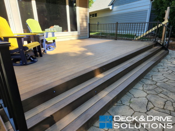 Wide Deck Stairs with Lights