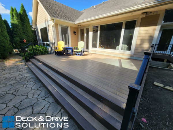 Wide Deck Stairs with Lights