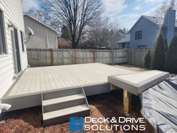 Pool Deck with Composite White Wash Cedar and Ashwood Composite Decking, pool closed