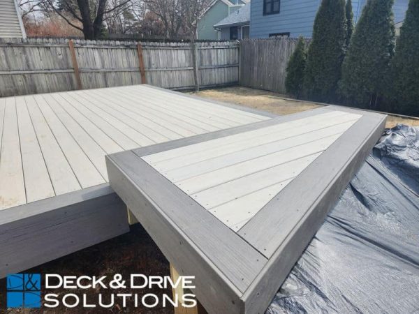 Pool Deck with Composite White Wash Cedar and Ashwood Composite Decking, pool closed