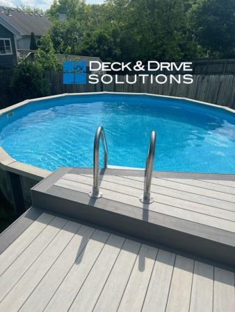 White Pool Deck with Ladder