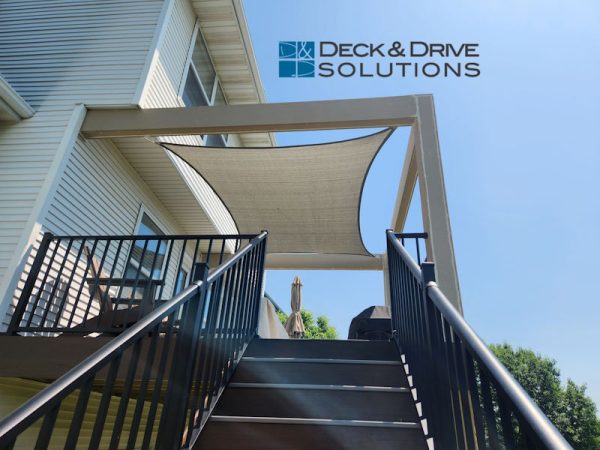 Frame Shade over deck stairs