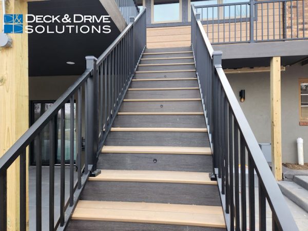 Timbertech Deck Stairs with Trex Railing and Trex Stair Riser Lights