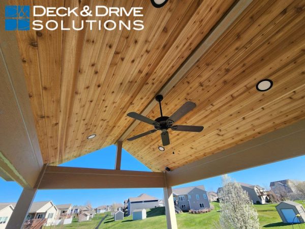 Covered Deck with Open Gable and Cedar ceiling