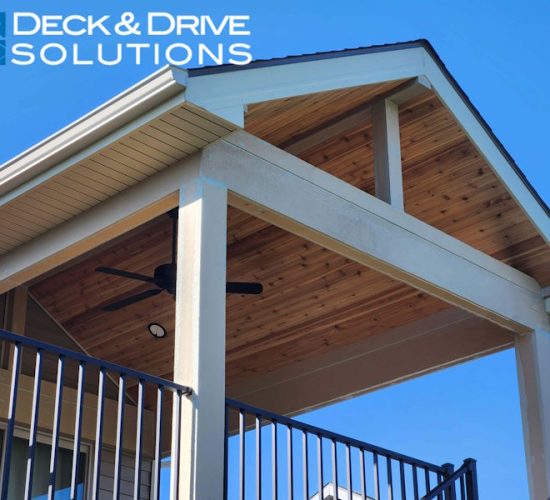 Project Timbertech Composite Deck with Covered Roof and Open Gable Beams
